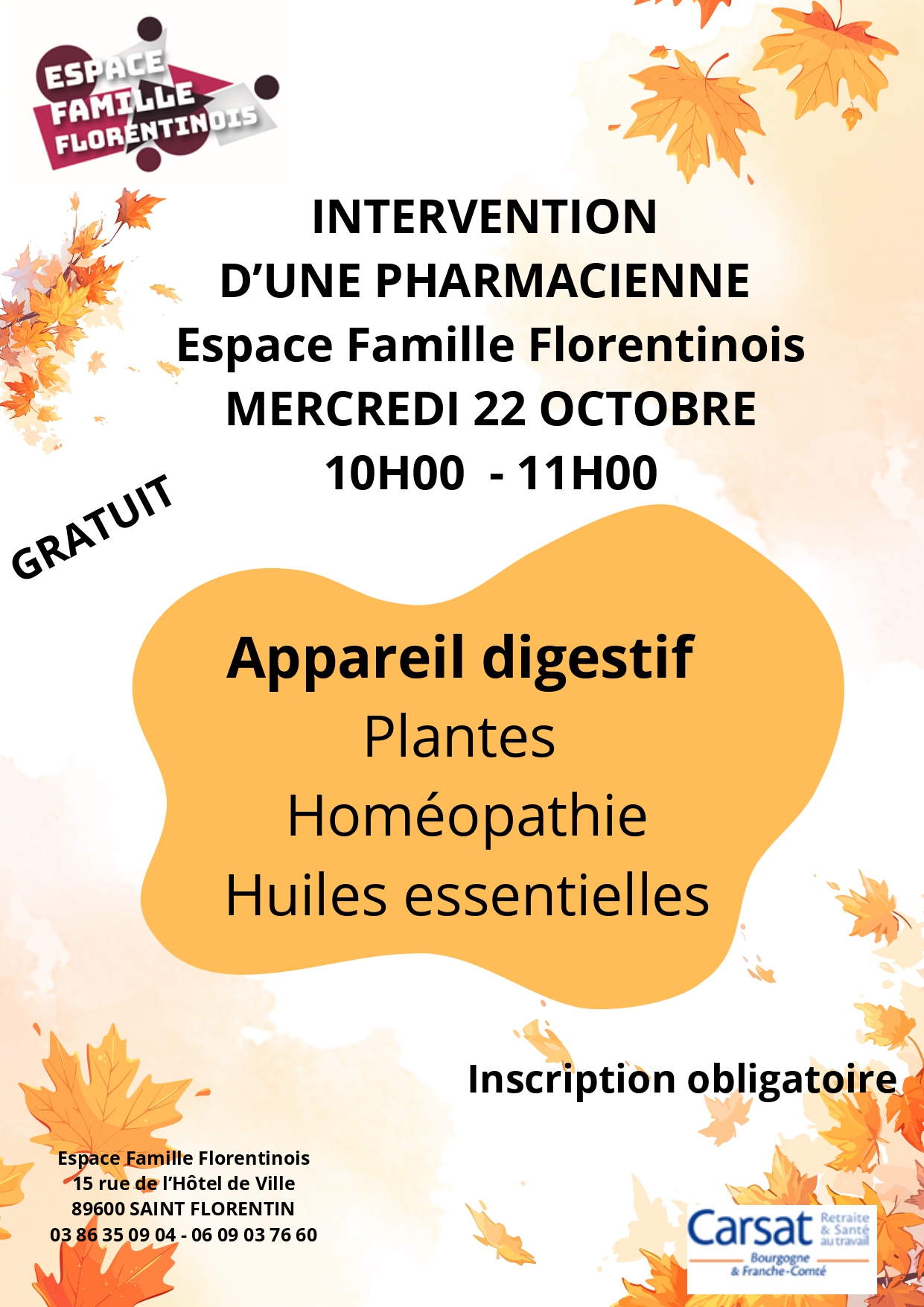 Espace famille Florentinois - intervention pharmacienne le 22/10/25